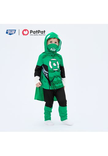 Justice League Toddler Boy Green Lantern Cosplay Costume With Hooded Cloak and Face Mask