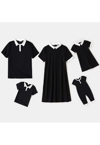 Black and White Polo Short-sleeve Family Matching Sets