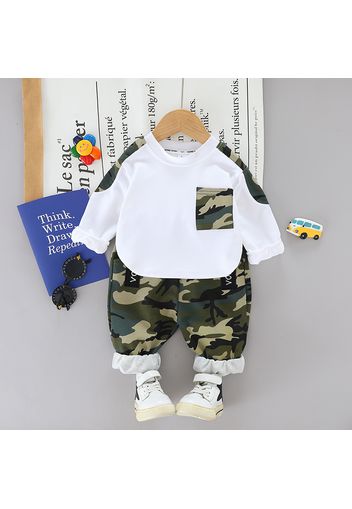 2pcs Baby Boy 95% Cotton Long-sleeve Sweatshirt and Camouflage Pants Set