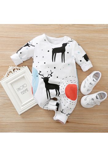 Animal Deer Print Long-sleeve Baby Romper