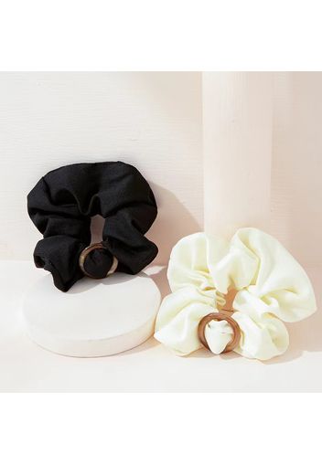 1-pack Women Round Decor Simple Solid Big Scrunchie Set