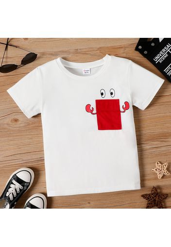 Kid Boy Casual Emojis Print Pocket Design Short-sleeve Tee