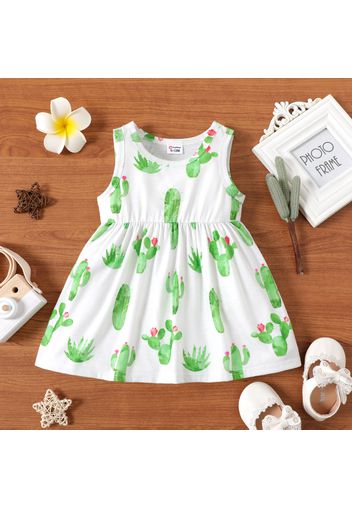 Baby Girl All Over Cactus Print Sleeveless Tank Dress