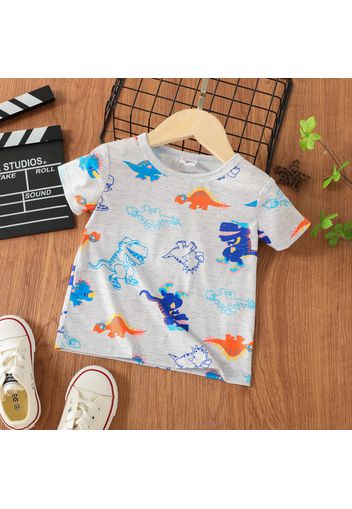 Toddler Boy Colorful Animal Dinosaur Print Short-sleeve Tee