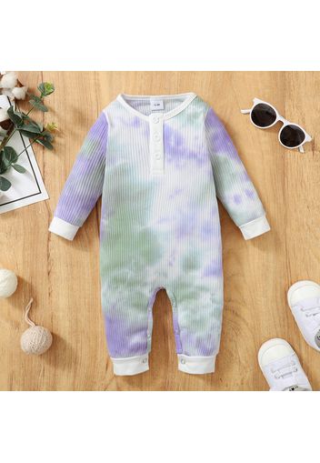 Baby Tie Dye Long-sleeve Cotton Ribbed Jumpsuit