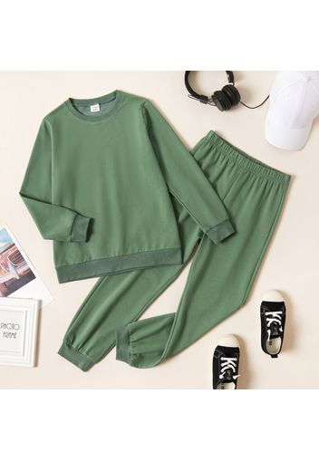 2-piece Kid Boy/Kid Girl Solid Color Pullover Sweatshirt and Pants Casual Set