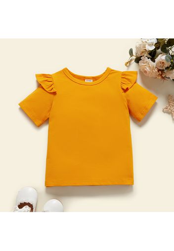 Toddler Solid color Flutter-sleeve Short-sleeve Tee