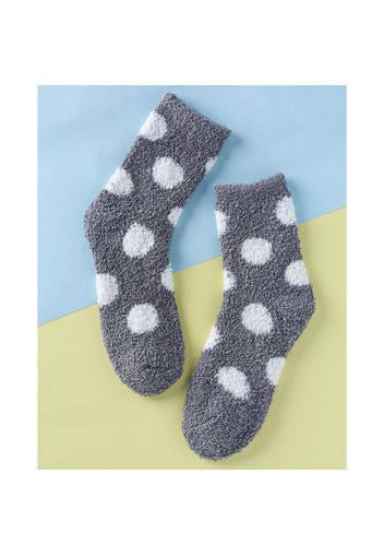 Women Dots Print Grey Warm Fuzzy Socks