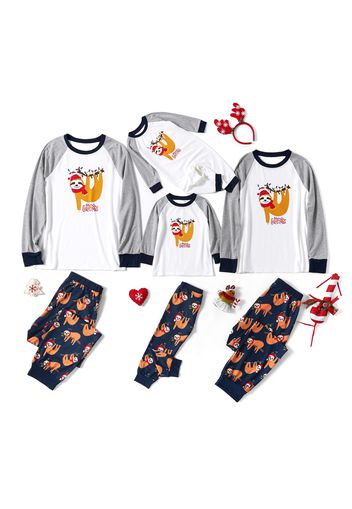 Merry Christmas Sloth Print Family Matching Pajamas Sets (Flame Resistant)