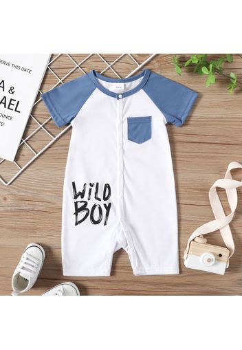 Baby Boy Letter Print Raglan-sleeve Snap Jumpsuit