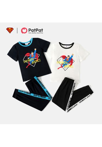 Justice League 2-piece Kid Boy Superman Tee and Letter Print Elasticized Pants Set