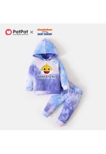 Baby Shark 2-piece Baby Boy/Girl Tie-dye Hooded Sweatshirt and Pants Sets