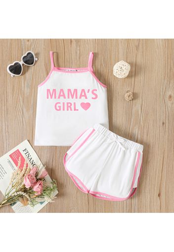 2pcs Toddler Girl Letter Print Camisole and Dolphin Shorts Set