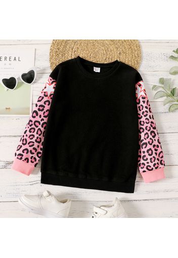 Kid Girl Leopard Print Fuzzy Sweatshirt