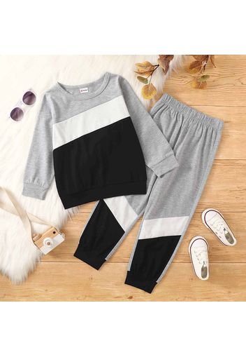 2-piece Toddler Boy Colorblock Pullover Sweatshirt and Pants Set