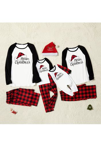 Family Matching Christmas Hat Print Plaid Pajamas Sets (Flame Resistant)