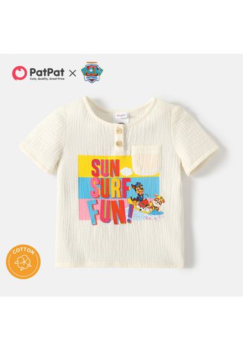 PAW Patrol Toddler Girl/Boy 100% Cotton Letter Print Button Pocket Design Short-sleeve Tee