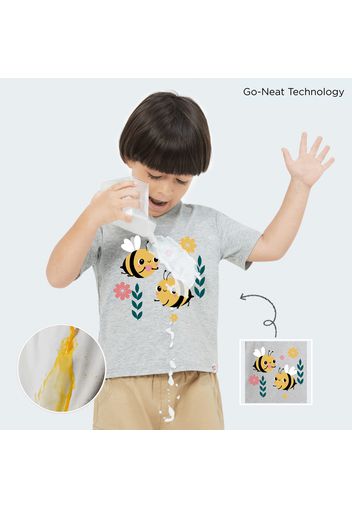 [2Y-6Y] Go-Neat Water Repellent and Stain Resistant Toddler Girl Bee Print Short-sleeve Tee