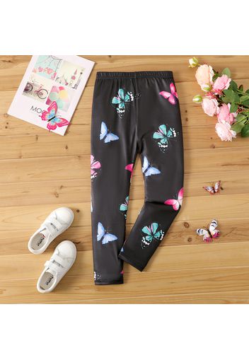 Kid Girl Butterfly Print Elasticized Leggings