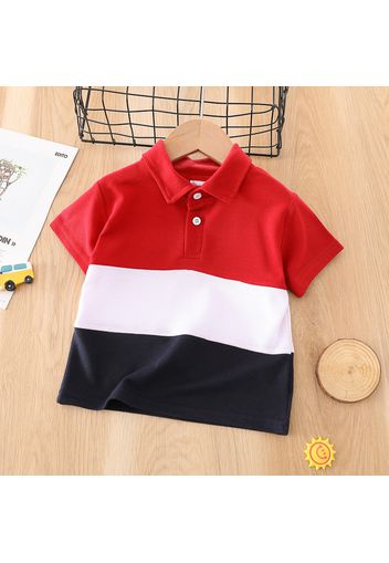 Toddler Boy Casual Colorblock Splice Button Design Polo Shirt