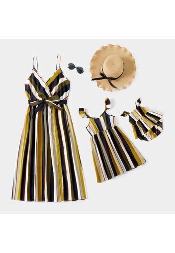 Stripe V Neck Sling Dress for Mom and Me