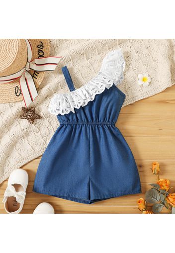 Toddler Girl Schiffy Design Sleeveless Denim Romper Jumpsuit Shorts