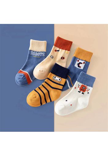 Baby / Toddler / Kid 5-pack Cartoon Print Socks for Boys and Girls