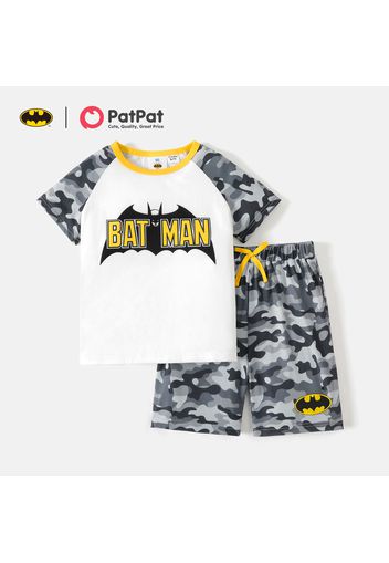 Batman 2pcs Kid Boy Letter Camouflage Print Short Raglan Sleeve Tee and Elasticized Shorts Set