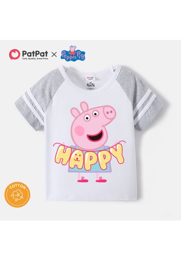 Peppa Pig Toddler Boy/Girl Colorblock Rainbow and Letter Print Cotton Tee