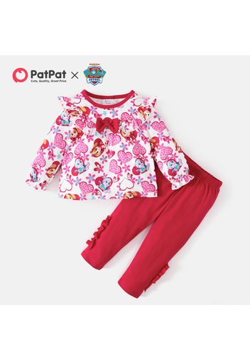 PAW Patrol 2-piece Toddler Girl Floral and Heart Print Top and Solid Pants Set