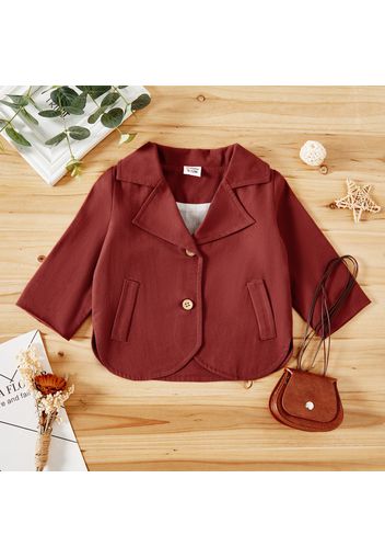 100% Cotton Baby Girl Solid Long-sleeve Lapel Blazer