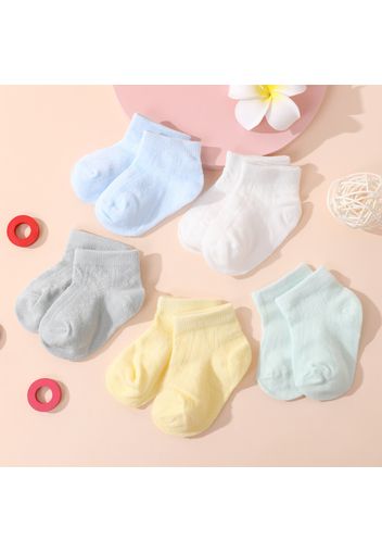 5-pack Baby / Toddler / Kid Pure Color Breathable Socks Set