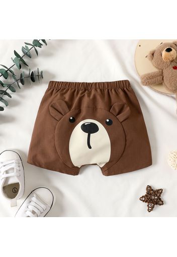 Baby Boy Cartoon Bear Print 3D Ears Pull-on Shorts