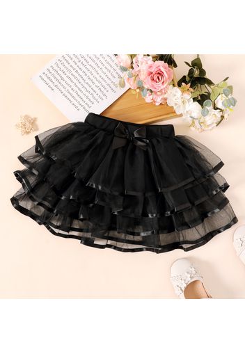 Kid Girl Bowknot Design Layered Mesh Tutu Skirt