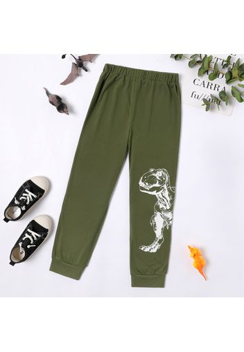 Kid Boy Animal Dinosaur Print Elasticized Pants Sporty Sweatpants