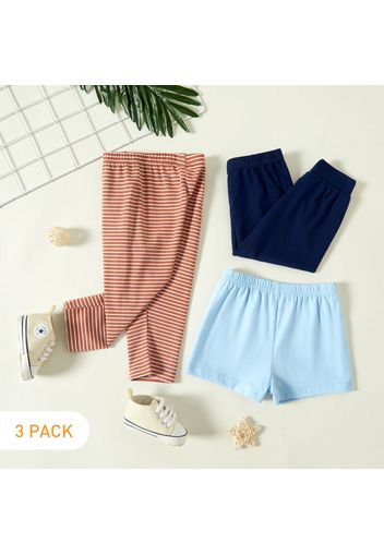 3-Pack Baby Casual Solid & Striped Pants Shorts Set