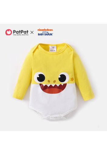 Baby Shark Cotton Shark Face Graphic Colorblock Bodysuit for Baby