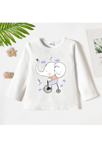 Toddler Graphic Elephant and Bike and Cloud Print Long-sleeve Tee