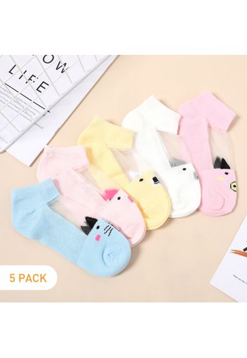 5-pairs Toddler / Kid Mesh Panel Breathable Cartoon Socks