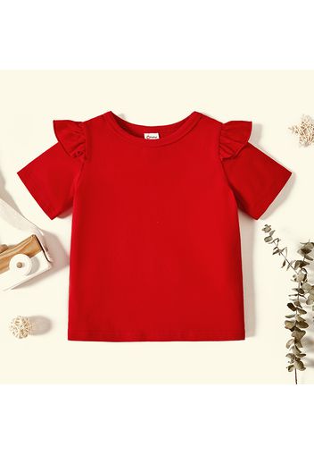 Toddler Graphic Flutter-sleeve Burgundy Short-sleeve Tee