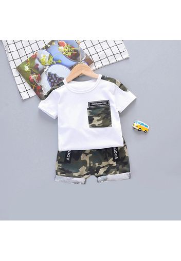 2pcs Camouflage Print Short-sleeve Baby Set