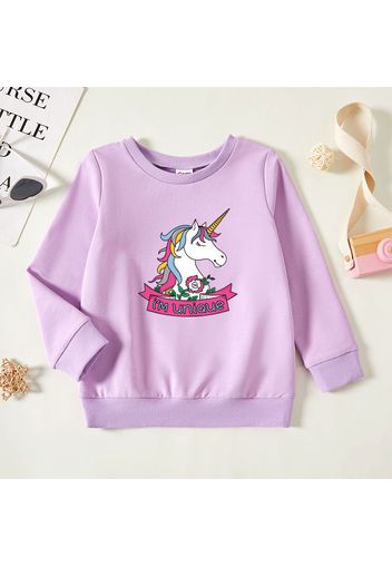 Toddler Girl Graphic Unicorn and Letter Print Long-sleeve Pullover