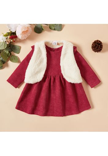 Baby Girl Floral Dress and Fluffy Jacket Set