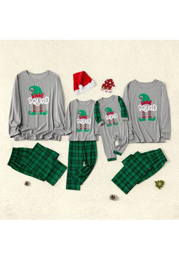 Christmas Family Matching Squad Top and Plaid Pants Pajamas Sets (Flame Resistant)