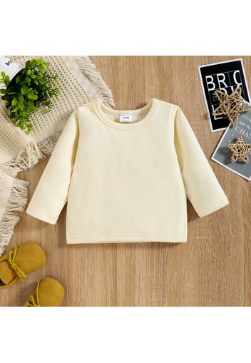 2pcs Baby Boy/Girl Solid Long-sleeve T-shirt and Cartoon Bear Print Corduroy Overalls Set