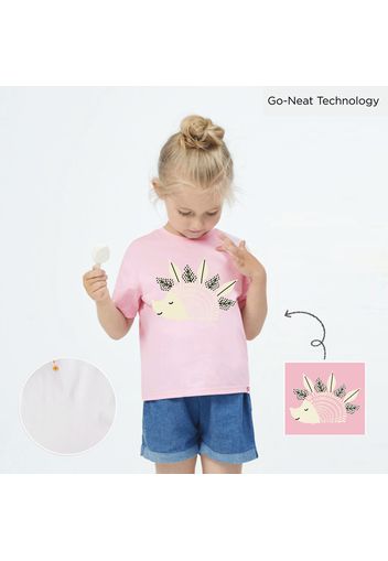 [2Y-6Y] Go-Neat Water Repellent and Stain Resistant Toddler Girl Hedgehog Print Short-sleeve Tee