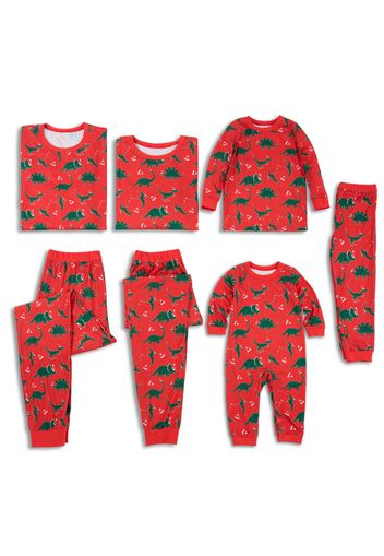 Christmas Dinosaur Patterned Family Matching Pajamas Sets (Flame Resistant)