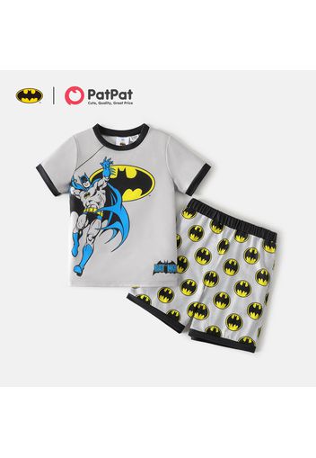 Justice League 2-piece Kids Boy Batman and Superman Tee and Allover Logo Shorts Sets