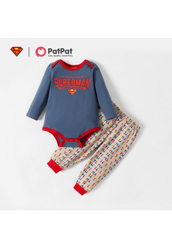 Superman 2-piece Baby Boy /Girl Logo Print Bodysuit and Allover Pants Set