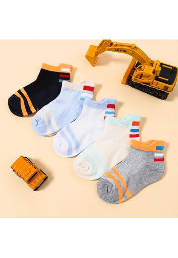 5-pairs Baby / Toddler / Kid Colorblock Striped Breathable Socks